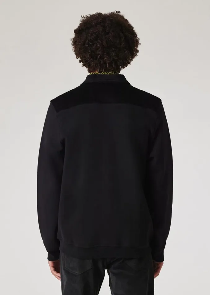 Mens Paul Smith Coats and Jackets Black CottonJersey Jacket With Corduroy Trim Mens Paul Smith Coats and Jackets Black CottonJersey Jacket With Corduroy Trim