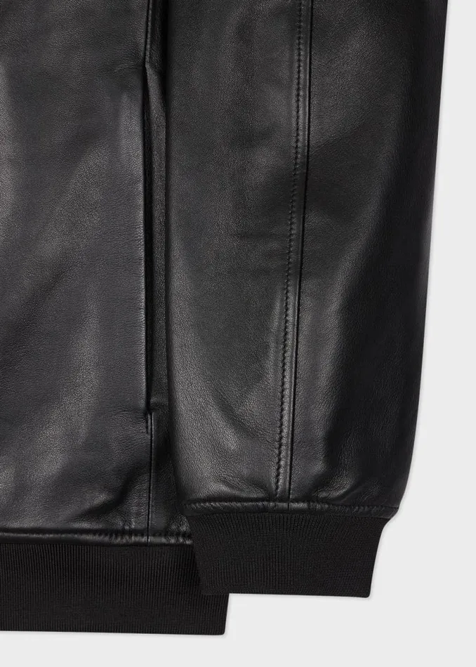 Mens Paul Smith Coats and Jackets Black Leather Bomber Jacket