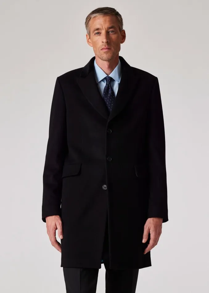 Mens Paul Smith Coats and Jackets Black WoolCashmere Epsom Coat