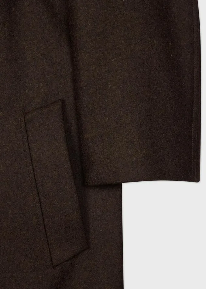 Mens Paul Smith Coats and Jackets Dark Brown Melton Wool Overcoat