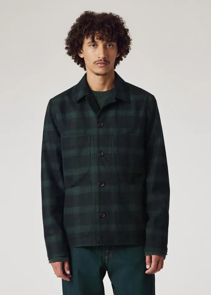 Mens Paul Smith Coats and Jackets Dark Green WoolBlend Check WaterResistant Work Jacket Mens Paul Smith Coats and Jackets Dark Green WoolBlend Check WaterResistant Work Jacket