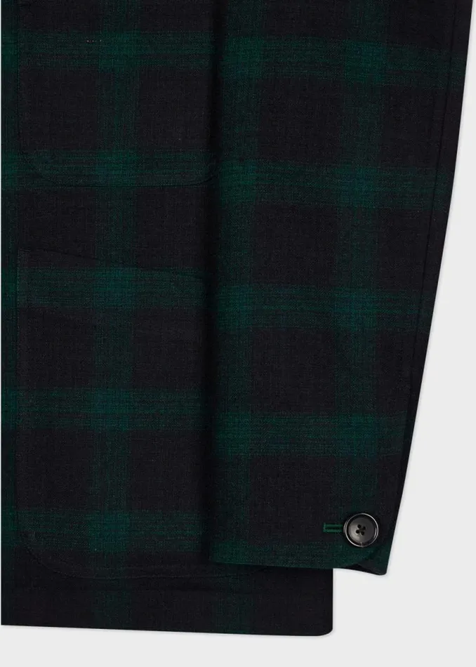Mens Paul Smith Coats and Jackets Dark Green WoolBlend Check WaterResistant Work Jacket Mens Paul Smith Coats and Jackets Dark Green WoolBlend Check WaterResistant Work Jacket
