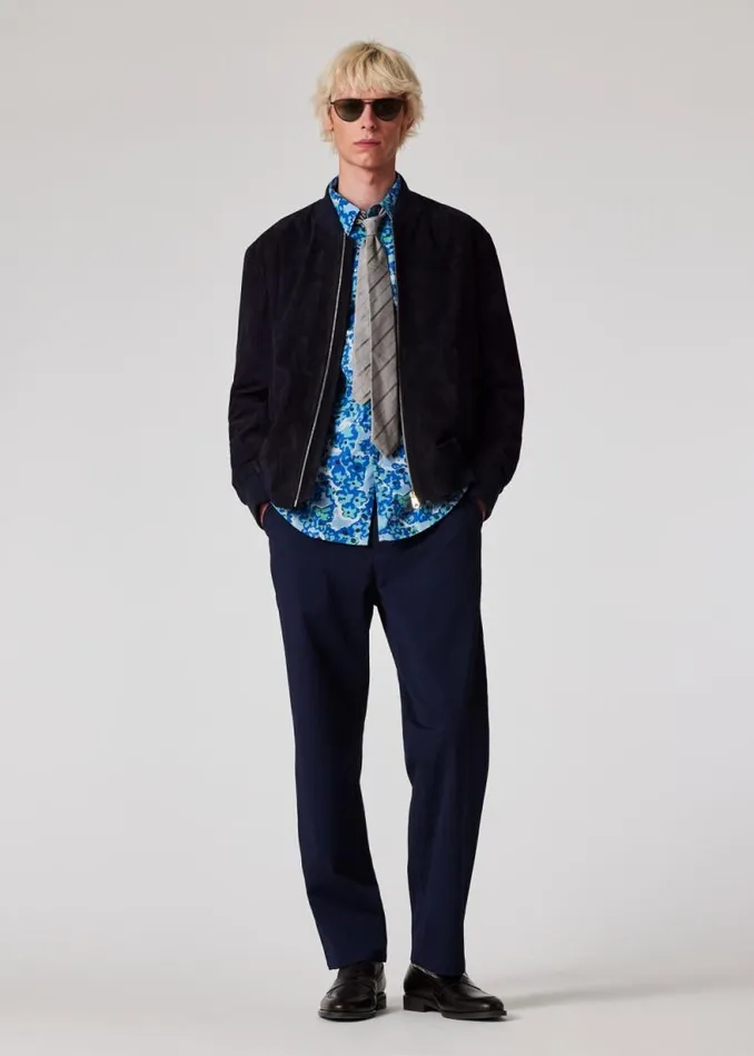 Mens Paul Smith Coats and Jackets Dark Navy Suede Bomber Jacket