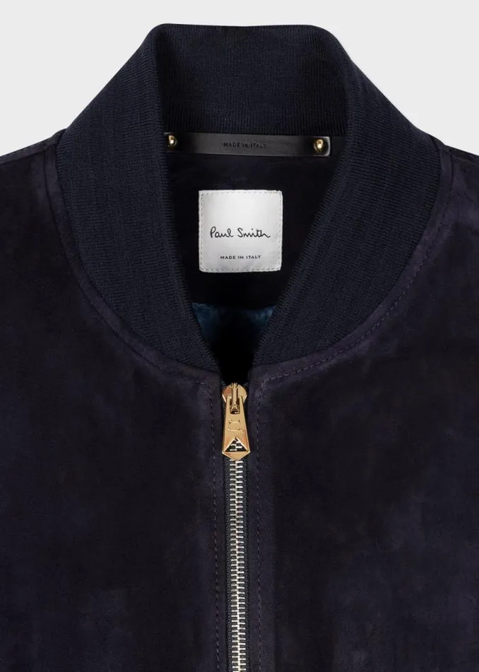 Mens Paul Smith Coats and Jackets Dark Navy Suede Bomber Jacket