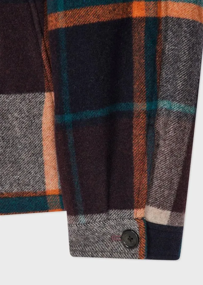 Mens Paul Smith Coats and Jackets Ecru And Burgundy Check WoolBlend Harrington Jacket Mens Paul Smith Coats and Jackets Ecru And Burgundy Check WoolBlend Harrington Jacket