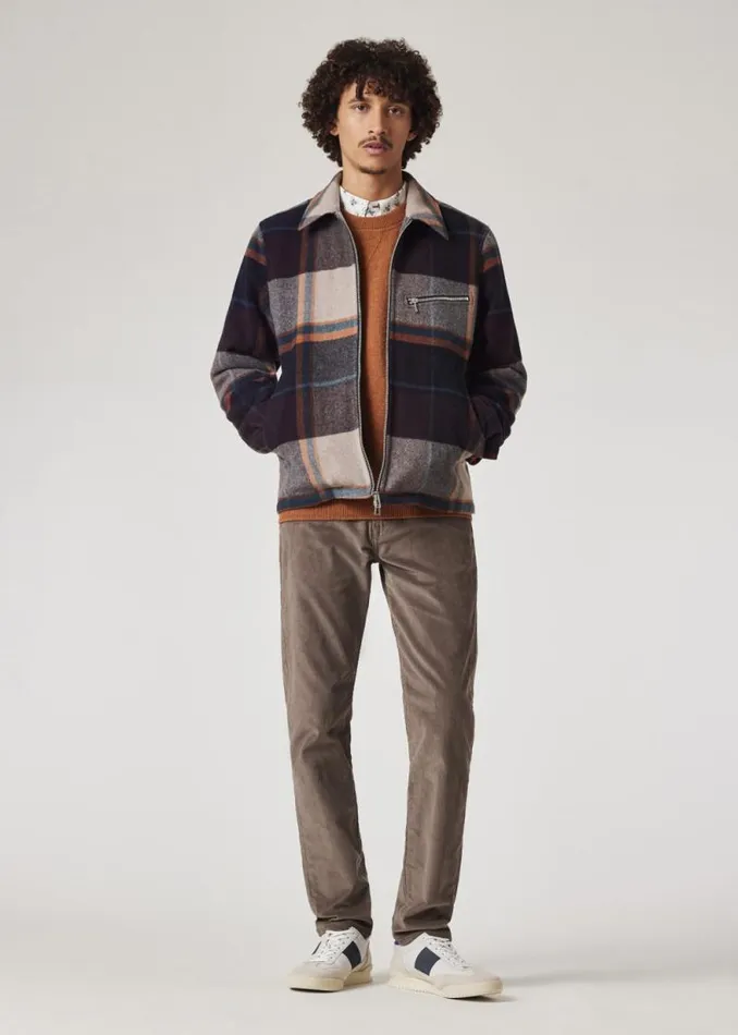 Mens Paul Smith Coats and Jackets Ecru And Burgundy Check WoolBlend Harrington Jacket Mens Paul Smith Coats and Jackets Ecru And Burgundy Check WoolBlend Harrington Jacket