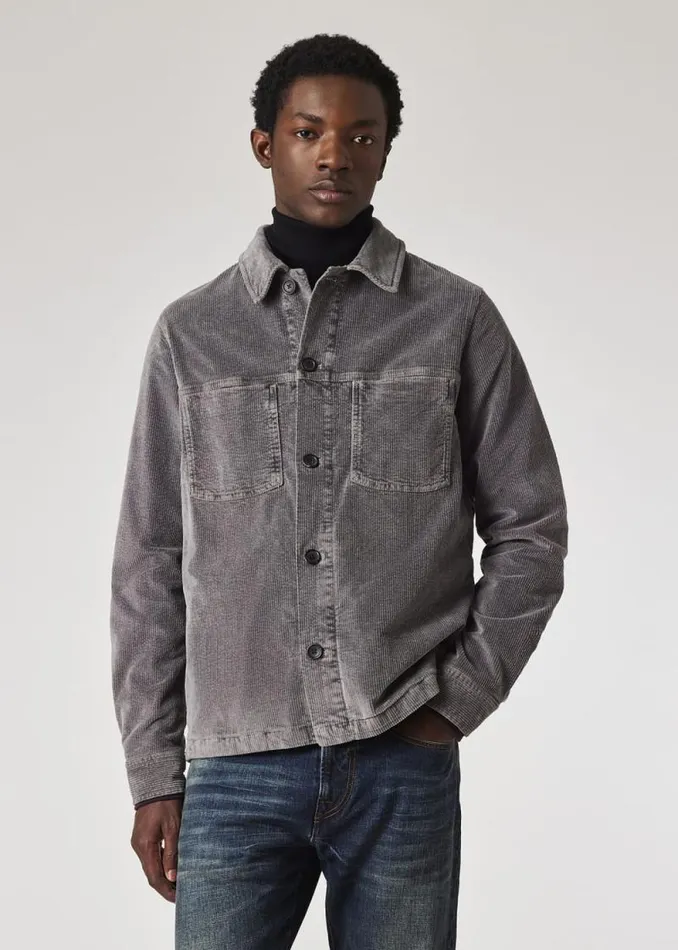Mens Paul Smith Coats and Jackets Grey Seersucker Corduroy Work Jacket