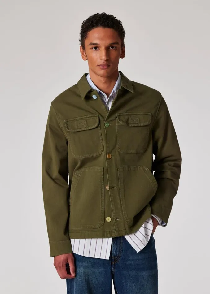 Mens Paul Smith Coats and Jackets Khaki GarmentDyed StretchCotton Chore Jacket Mens Paul Smith Coats and Jackets Khaki GarmentDyed StretchCotton Chore Jacket