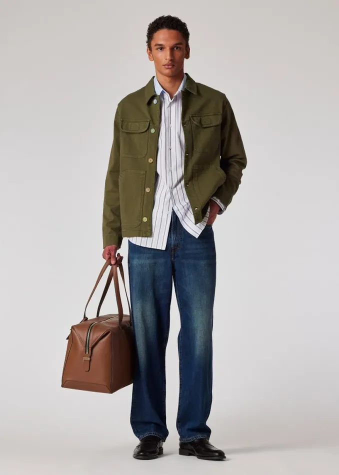 Mens Paul Smith Coats and Jackets Khaki GarmentDyed StretchCotton Chore Jacket Mens Paul Smith Coats and Jackets Khaki GarmentDyed StretchCotton Chore Jacket