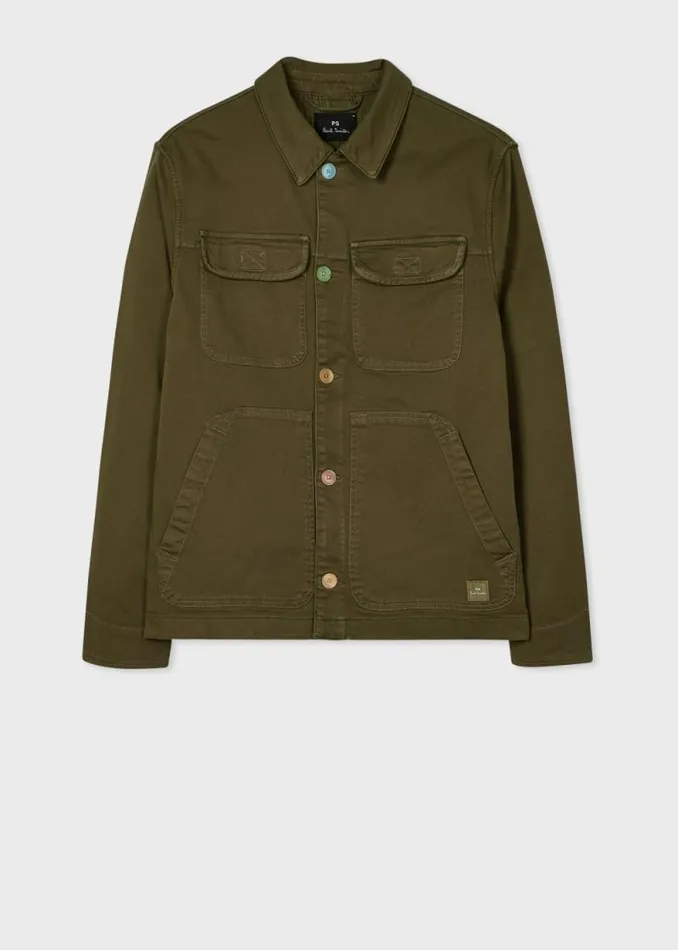 Mens Paul Smith Coats and Jackets Khaki GarmentDyed StretchCotton Chore Jacket Mens Paul Smith Coats and Jackets Khaki GarmentDyed StretchCotton Chore Jacket