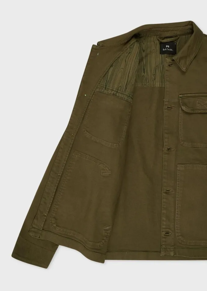 Mens Paul Smith Coats and Jackets Khaki GarmentDyed StretchCotton Chore Jacket Mens Paul Smith Coats and Jackets Khaki GarmentDyed StretchCotton Chore Jacket