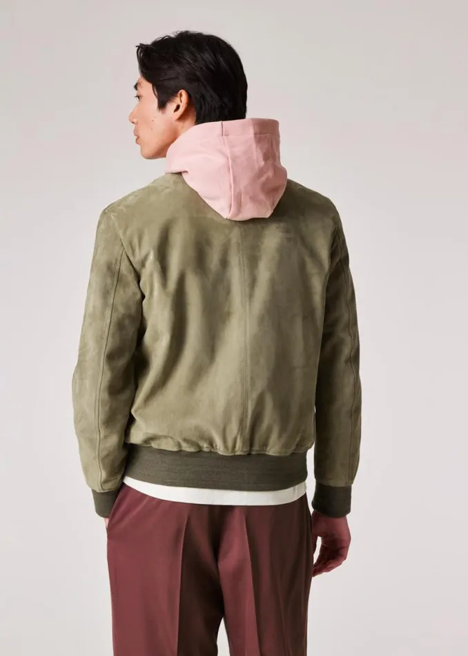 Mens Paul Smith Coats and Jackets Khaki Green Suede Bomber Jacket Mens Paul Smith Coats and Jackets Khaki Green Suede Bomber Jacket