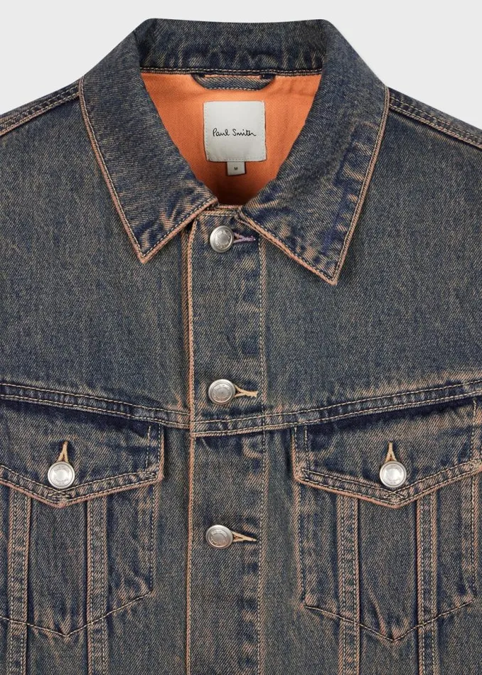Mens Paul Smith Coats and Jackets Mauve Overdyed Denim Trucker Jacket Mens Paul Smith Coats and Jackets Mauve Overdyed Denim Trucker Jacket