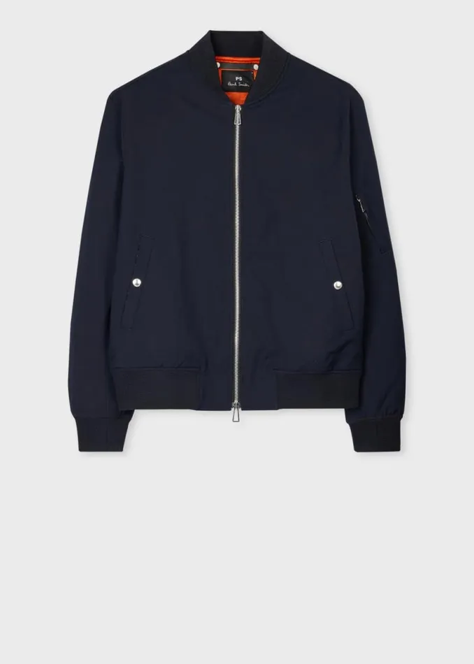 Mens Paul Smith Coats and Jackets Navy CottonBlend Bomber Jacket