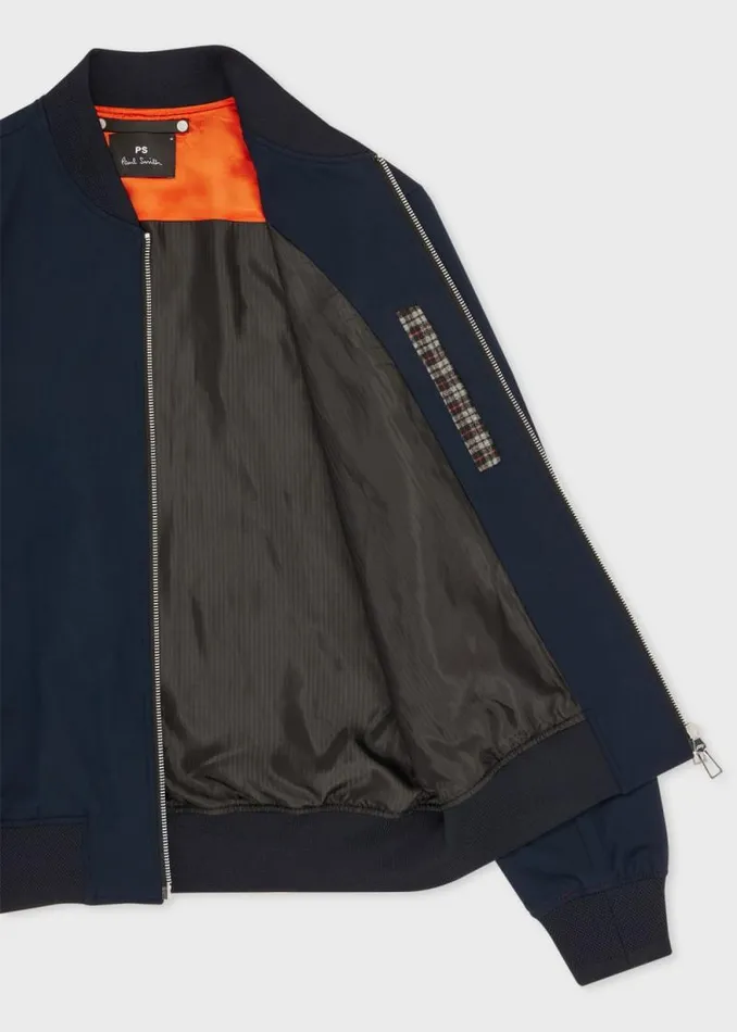 Mens Paul Smith Coats and Jackets Navy CottonBlend Bomber Jacket