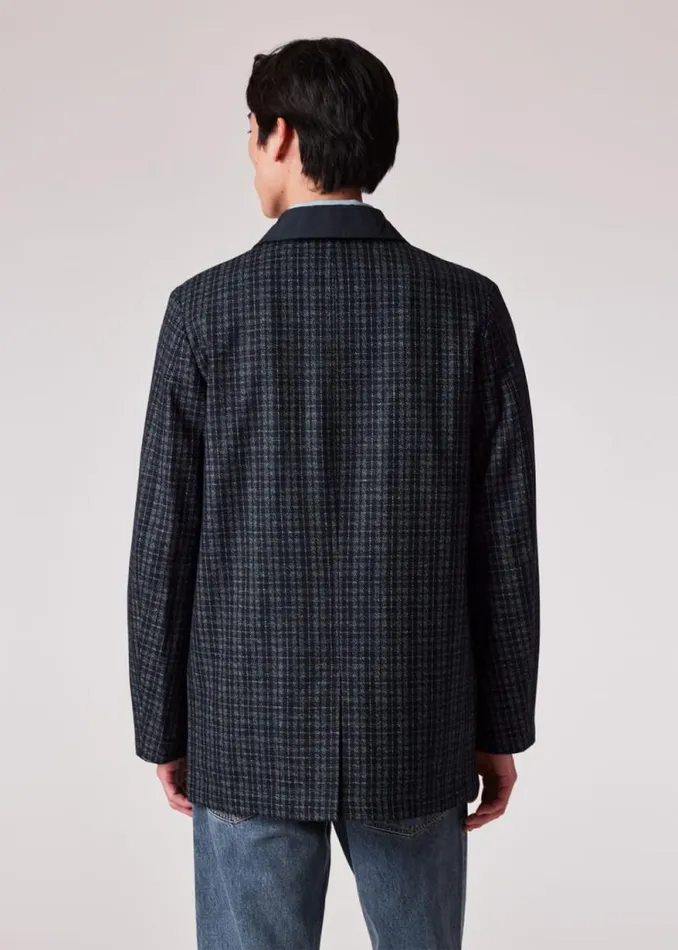 Mens Paul Smith Coats and Jackets Navy Recycled WoolBlend Cropped Coat Mens Paul Smith Coats and Jackets Navy Recycled WoolBlend Cropped Coat