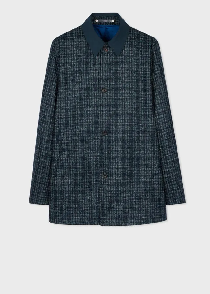 Mens Paul Smith Coats and Jackets Navy Recycled WoolBlend Cropped Coat Mens Paul Smith Coats and Jackets Navy Recycled WoolBlend Cropped Coat