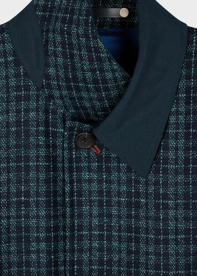 Mens Paul Smith Coats and Jackets Navy Recycled WoolBlend Cropped Coat Mens Paul Smith Coats and Jackets Navy Recycled WoolBlend Cropped Coat