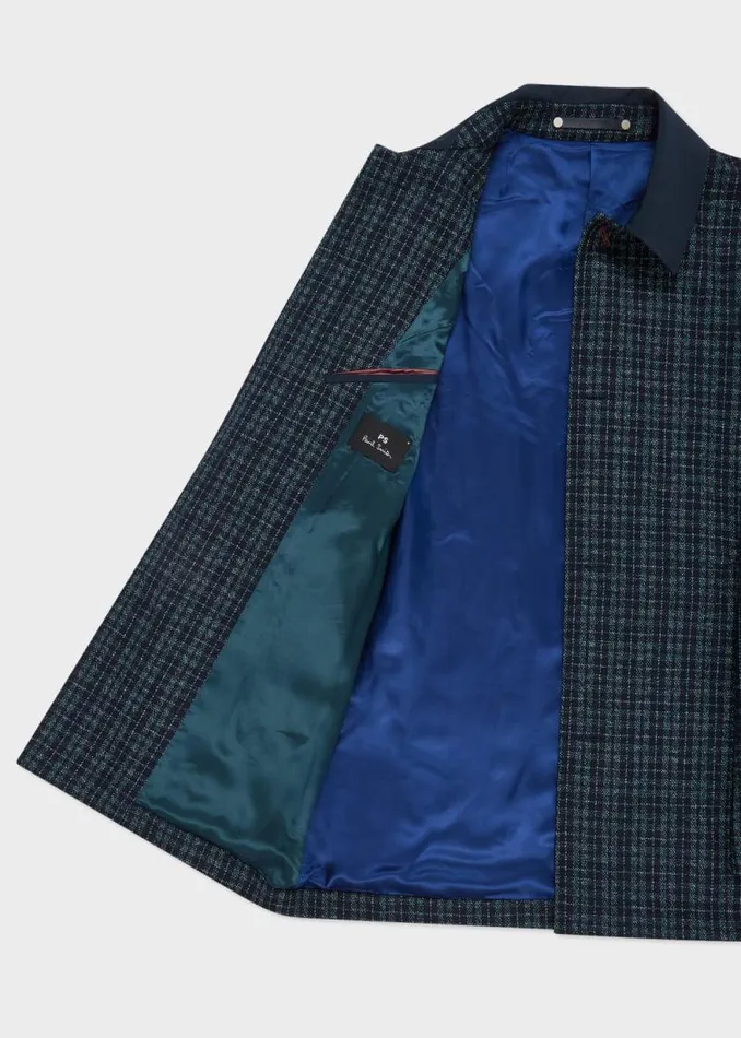 Mens Paul Smith Coats and Jackets Navy Recycled WoolBlend Cropped Coat Mens Paul Smith Coats and Jackets Navy Recycled WoolBlend Cropped Coat