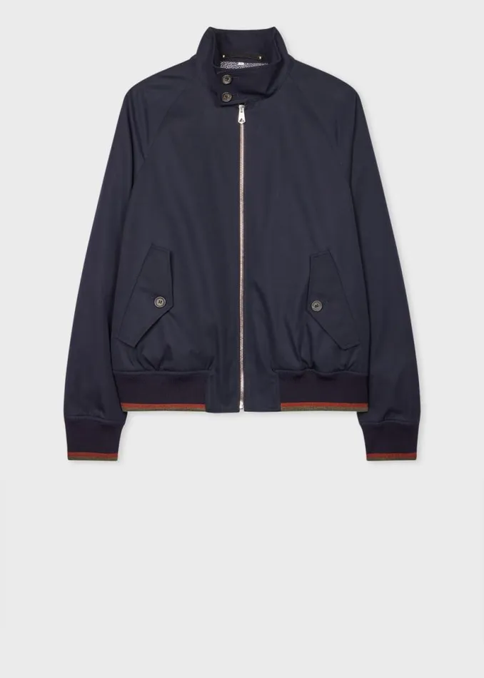 Mens Paul Smith Coats and Jackets Navy Water Resistant CottonTwill Harrington Jacket