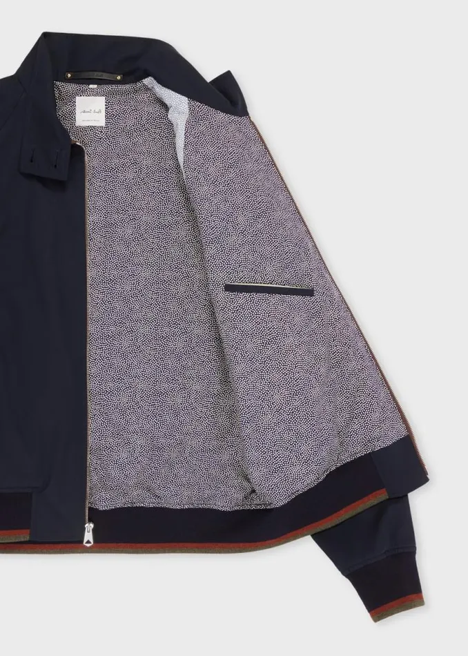 Mens Paul Smith Coats and Jackets Navy Water Resistant CottonTwill Harrington Jacket