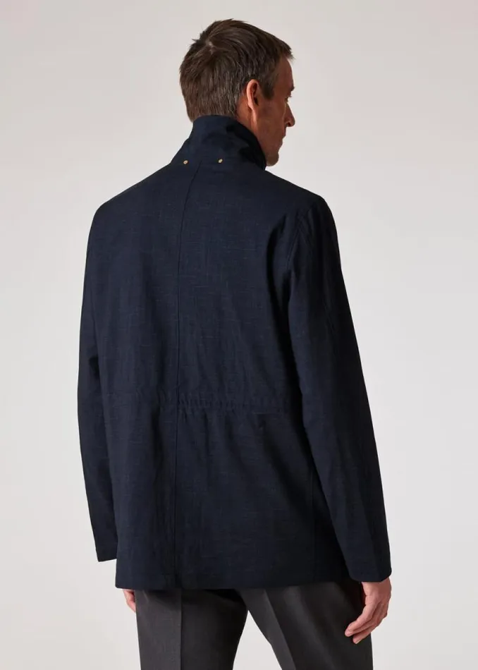 Mens Paul Smith Coats and Jackets Navy WoolLinen WaterResistant Field Jacket