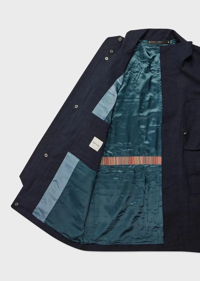 Mens Paul Smith Coats and Jackets Navy WoolLinen WaterResistant Field Jacket