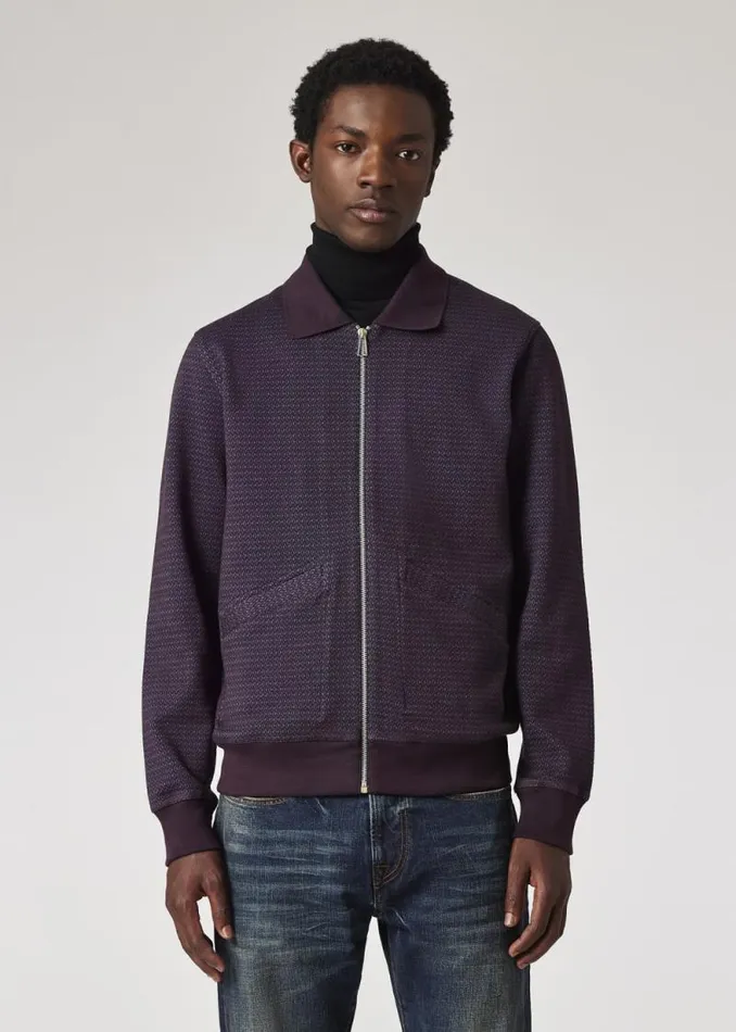 Mens Paul Smith Coats and Jackets Purple Jacquard ZipThrough Cardigan