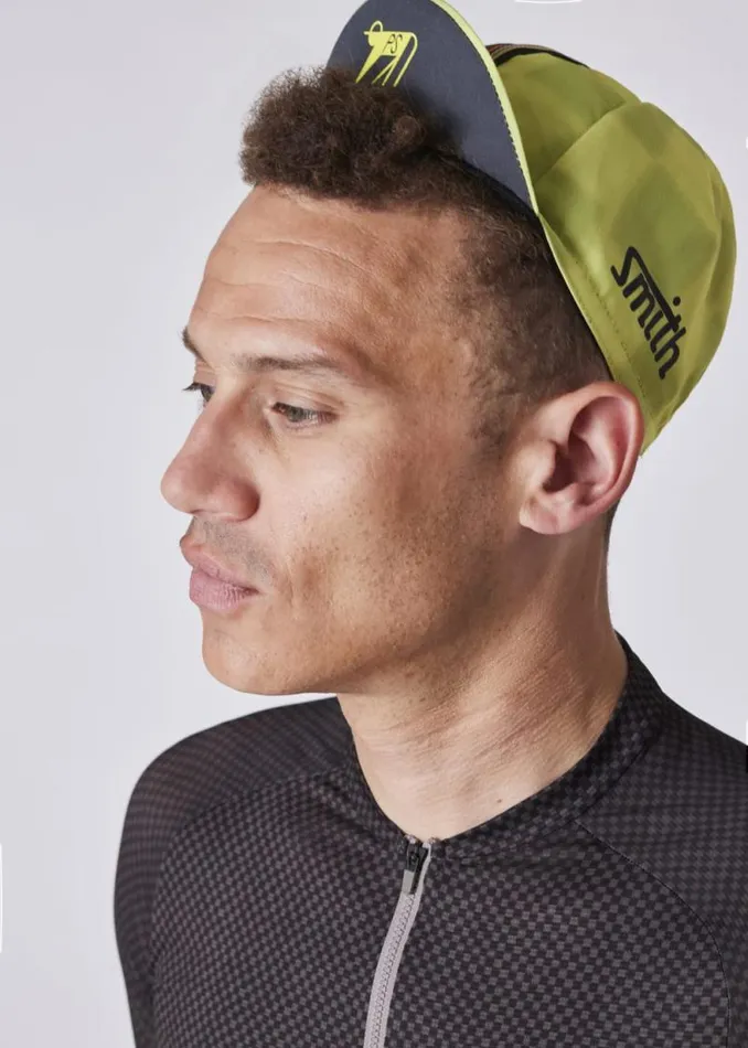 Mens Paul Smith Cycling Yellow Checkerboard Cycling Cap