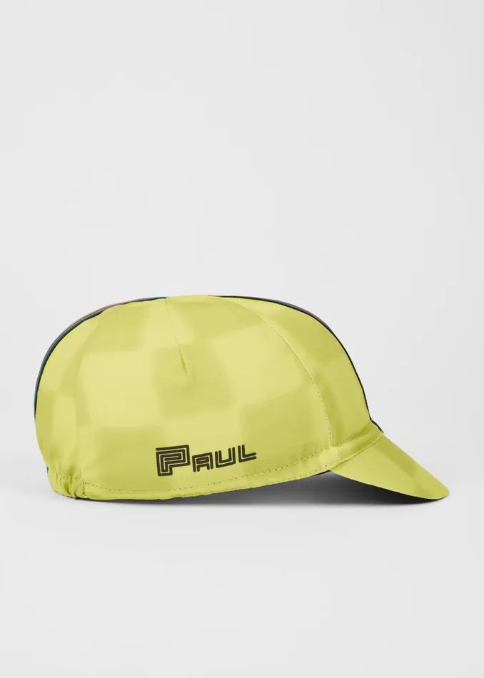 Mens Paul Smith Cycling Yellow Checkerboard Cycling Cap
