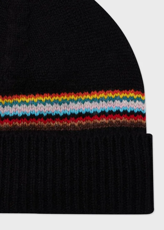 Mens Paul Smith Hats and Gloves Black 039Signature Stripe039 Block Beanie Mens Paul Smith Hats and Gloves Black 039Signature Stripe039 Block Beanie