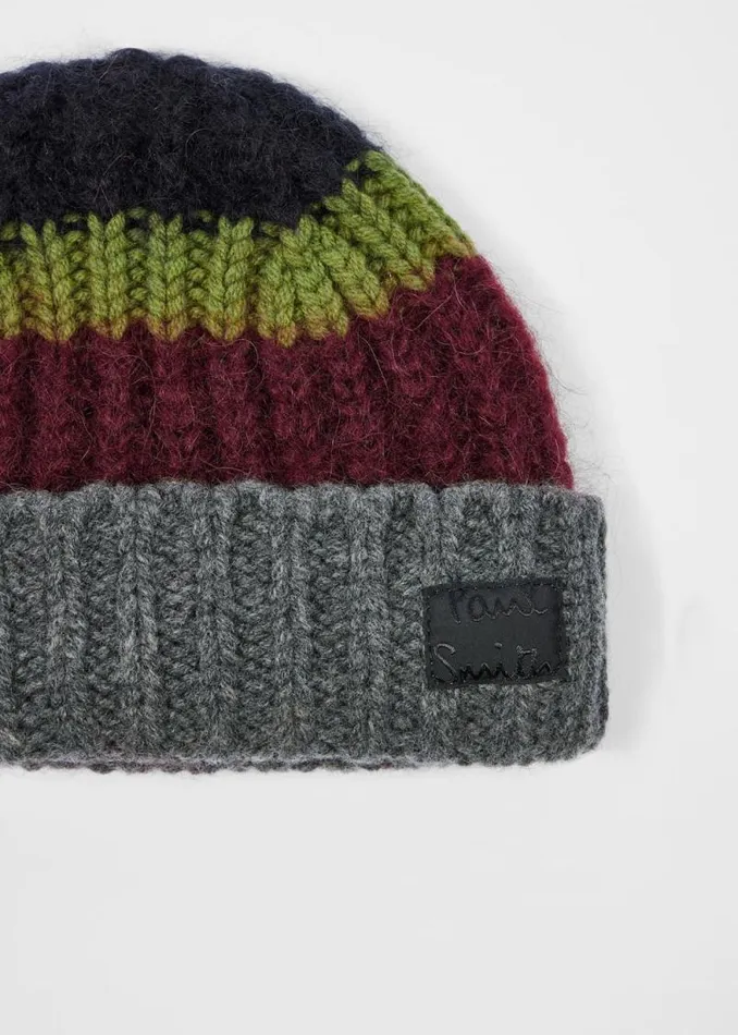Mens Paul Smith Hats and Gloves Black Colourblock MohairBlend Beanie Mens Paul Smith Hats and Gloves Black Colourblock MohairBlend Beanie