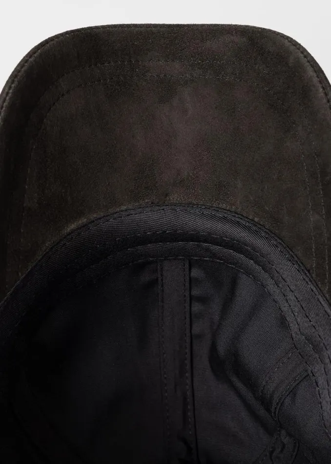 Mens Paul Smith Hats and Gloves Black Suede Baseball Cap