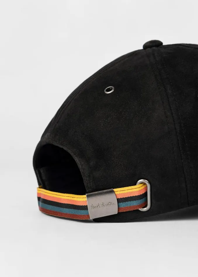 Mens Paul Smith Hats and Gloves Black Suede Baseball Cap
