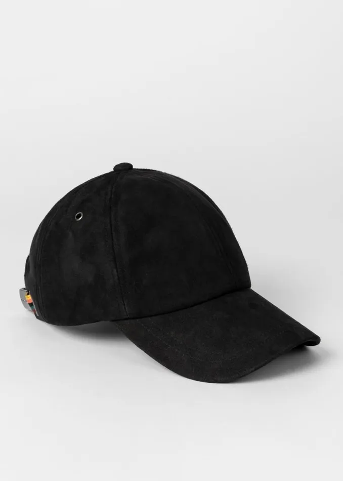 Mens Paul Smith Hats and Gloves Black Suede Baseball Cap