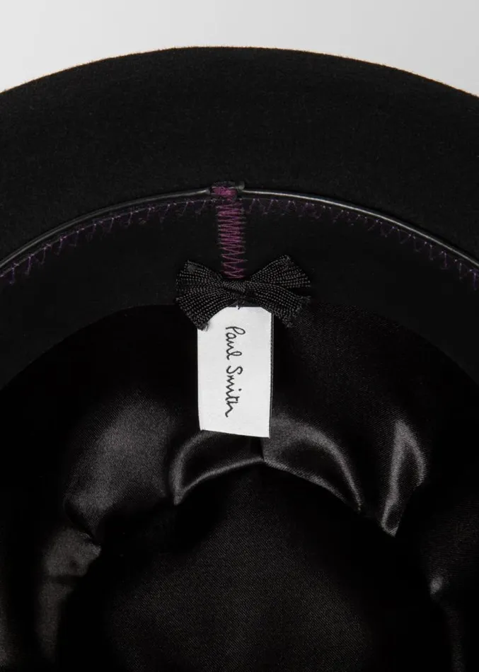 Mens Paul Smith Hats and Gloves Black Wool Felt Fedora Hat With 039Signature Stripe039 Trim Mens Paul Smith Hats and Gloves Black Wool Felt Fedora Hat With 039Signature Stripe039 Trim