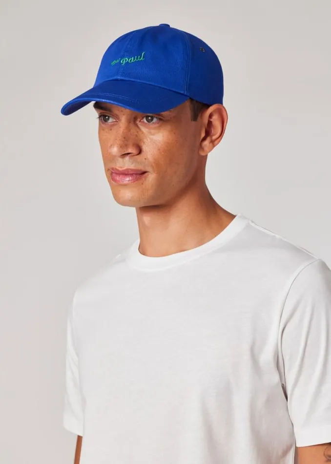 Mens Paul Smith Hats and Gloves Blue 039Bar Paul039 Embroidered Cap