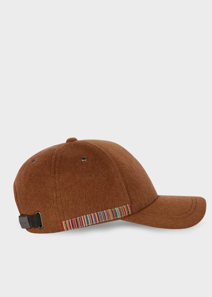 Mens Paul Smith Hats and Gloves Brown 039Signature Stripe039 Trim Wool Cap Mens Paul Smith Hats and Gloves Brown 039Signature Stripe039 Trim Wool Cap