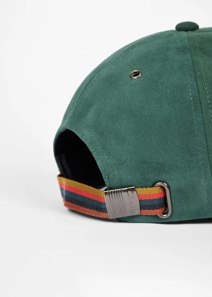 Mens Paul Smith Hats and Gloves Green Suede Baseball Cap