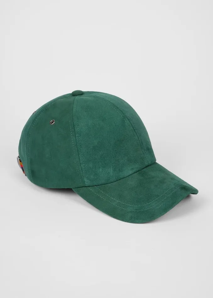 Mens Paul Smith Hats and Gloves Green Suede Baseball Cap