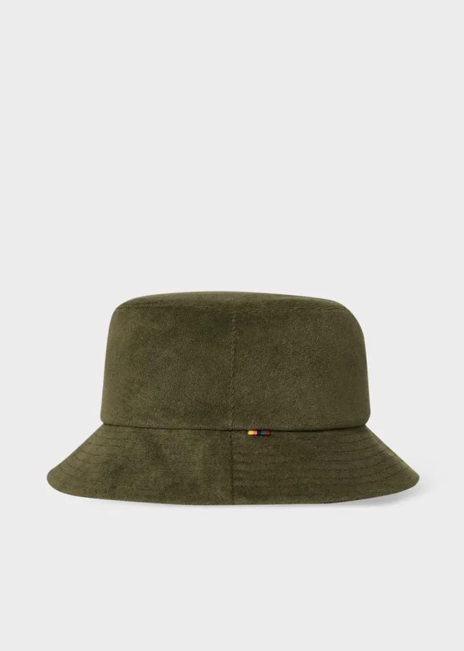 Mens Paul Smith Hats and Gloves Khaki CottonBlend Towelling Bucket Hat