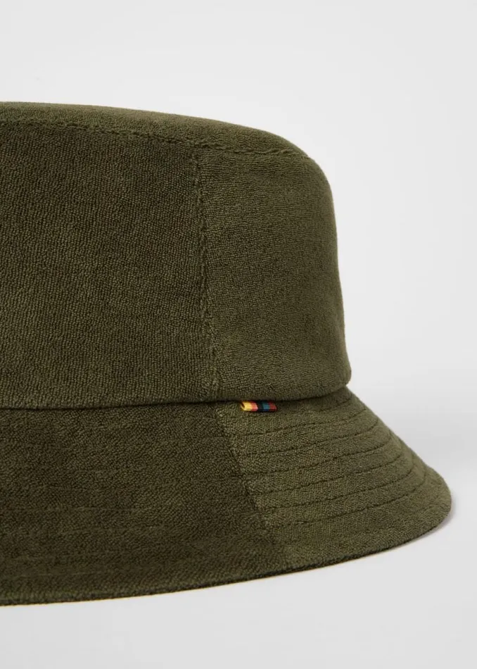 Mens Paul Smith Hats and Gloves Khaki CottonBlend Towelling Bucket Hat Mens Paul Smith Hats and Gloves Khaki CottonBlend Towelling Bucket Hat
