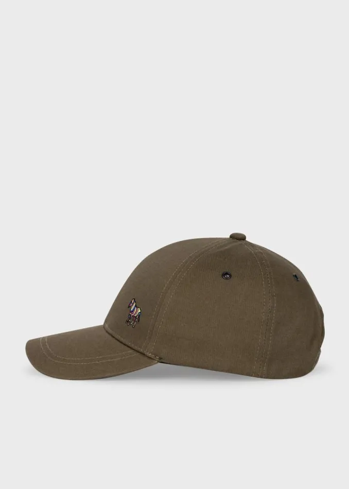 Mens Paul Smith Hats and Gloves Khaki Green Zebra Logo Baseball Cap