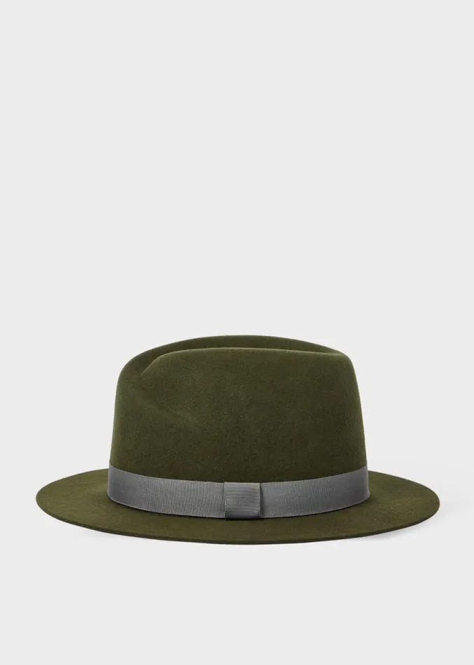 Mens Paul Smith Hats and Gloves Khaki Trilby Hat