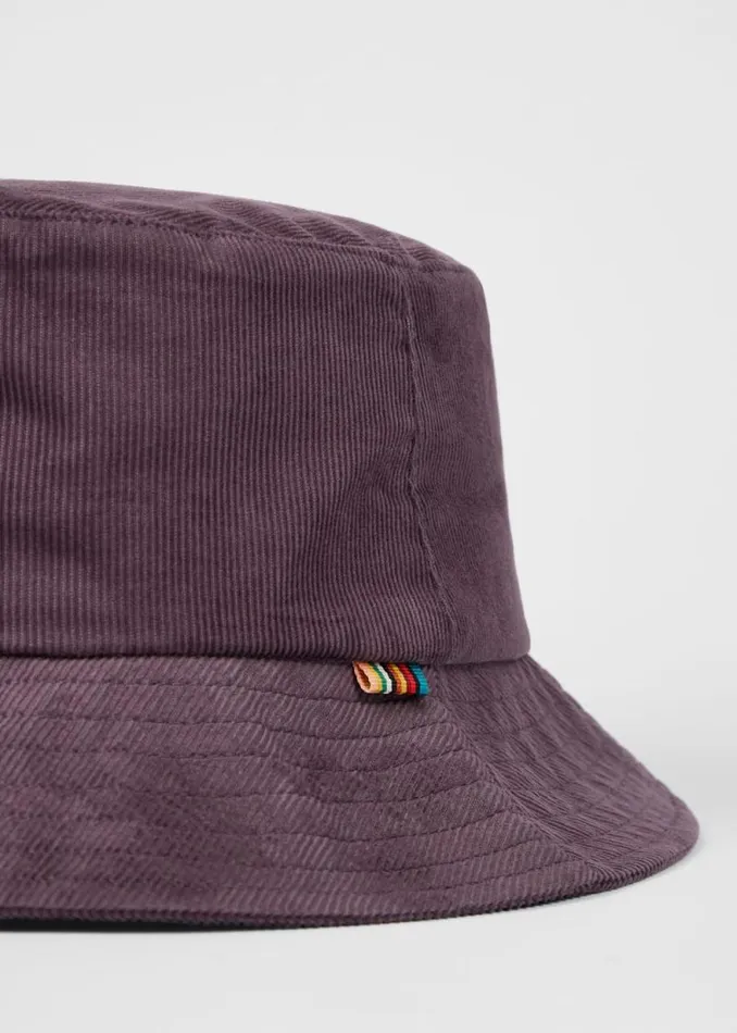 Mens Paul Smith Hats and Gloves Mauve Cord Bucket Hat Mens Paul Smith Hats and Gloves Mauve Cord Bucket Hat