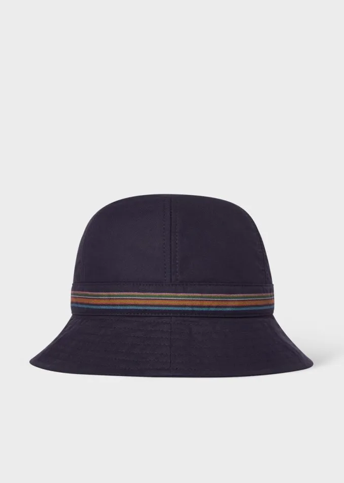 Mens Paul Smith Hats and Gloves Navy 039Signature Stripe039 Band Bucket Hat