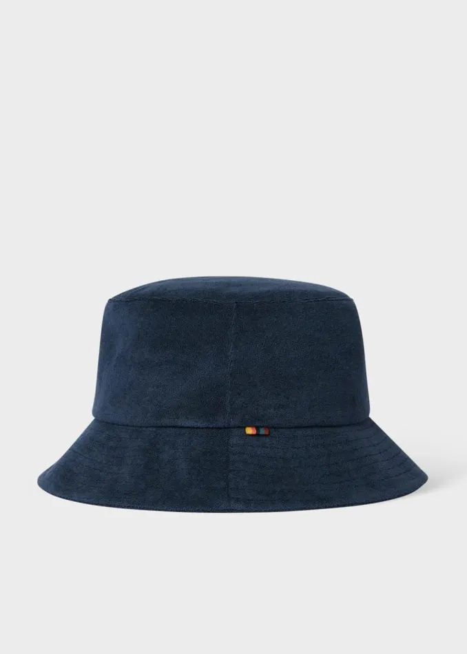 Mens Paul Smith Hats and Gloves Navy CottonBlend Towelling Bucket Hat