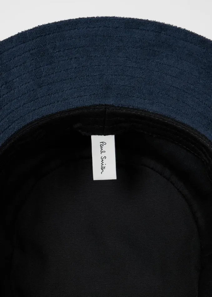 Mens Paul Smith Hats and Gloves Navy CottonBlend Towelling Bucket Hat Mens Paul Smith Hats and Gloves Navy CottonBlend Towelling Bucket Hat