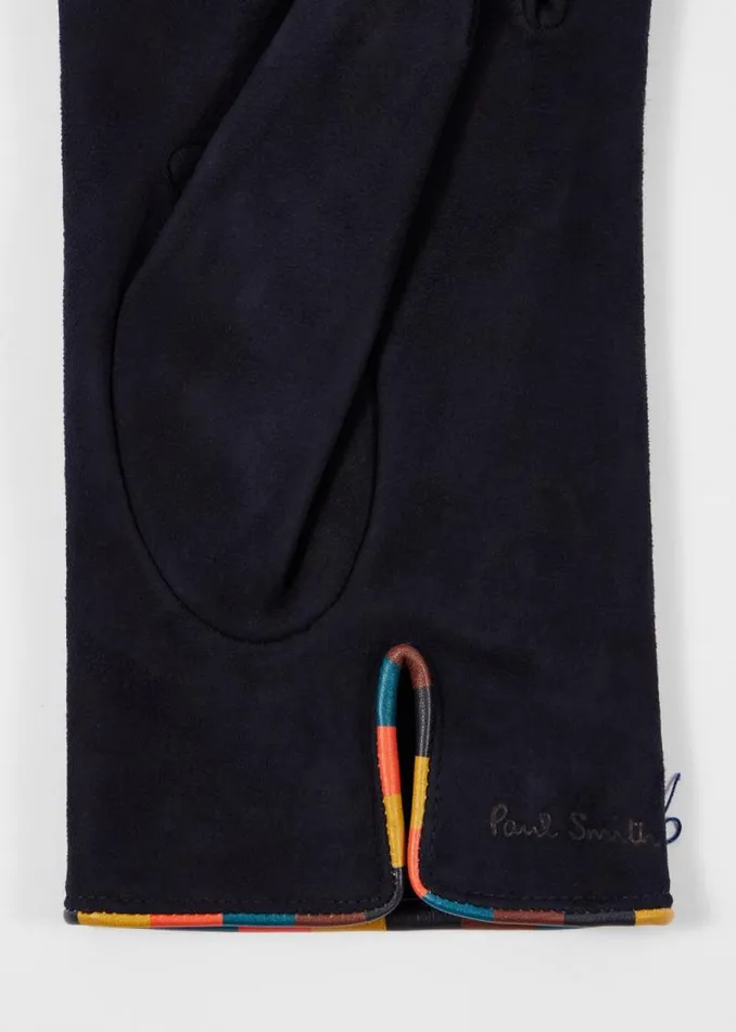 Mens Paul Smith Hats and Gloves Navy Suede 039Artist Stripe039 Piping Gloves Mens Paul Smith Hats and Gloves Navy Suede 039Artist Stripe039 Piping Gloves