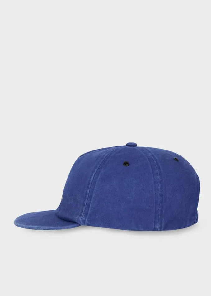 Mens Paul Smith Hats and Gloves Washed Blue 039Happy039 Cotton Cap